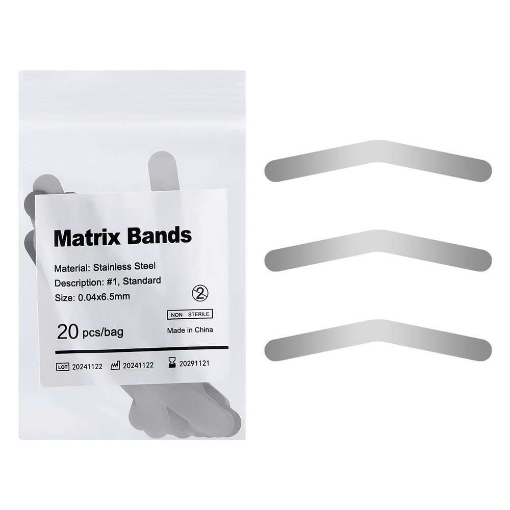 20Pcs Dental Tofflemire Matrix Bands 0.04mm Margin Elevation Increased Curvature