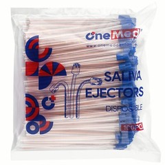200 (2 Bags) CLEAR/BLUE Disposable Dental Saliva Ejector Evacuation Suction Tips