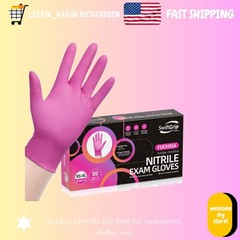 Powder-Free Nitrile Gloves, 3 Mil, Latex-Free, Pink/Fuchsia