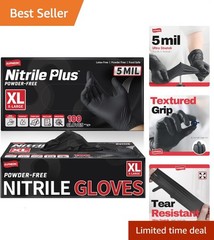 Black Industrial Disposable Nitrile Gloves 4 & 5 Mil Latex & Powder Free