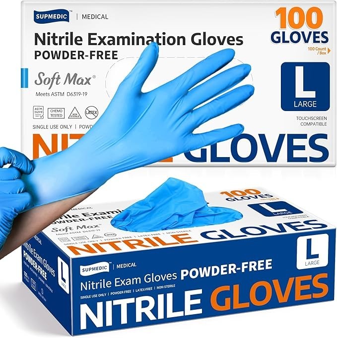 Supmedic Medical Nitrile Gloves 100 Pack, Latex-Free Food Safe Disposable, Blue