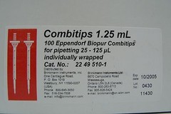 BOX OF 100 EPPENDORF COMBITIPS 22 49 510-1 1.25mL INDIVIDUALLY WRAPPED
