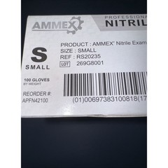 Case=10 AMMEX APFN42100 Nitrile Small Medical Gloves