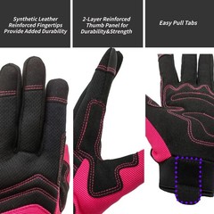 Savjob 2 Pairs Utility Work Gloves For Menwomen Pink Medium