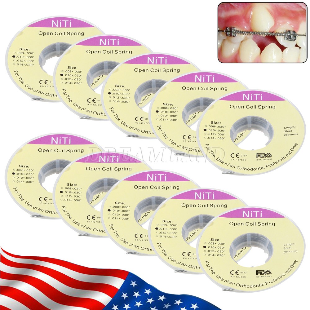 10 Roll Dental Orthodontic Niti Open Coil Spring Spool Dia.010 *030 ” inch 914mm