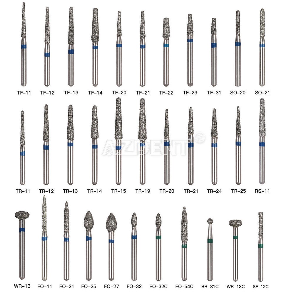5Pcs/kit Dental Turbine Diamond Burs For High Speed Handpiece Friction Grip Burs