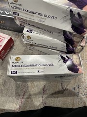 MonaLisa Exam Gloves Medium 100 Count Box Non Sterile Gloves Purple Disposable