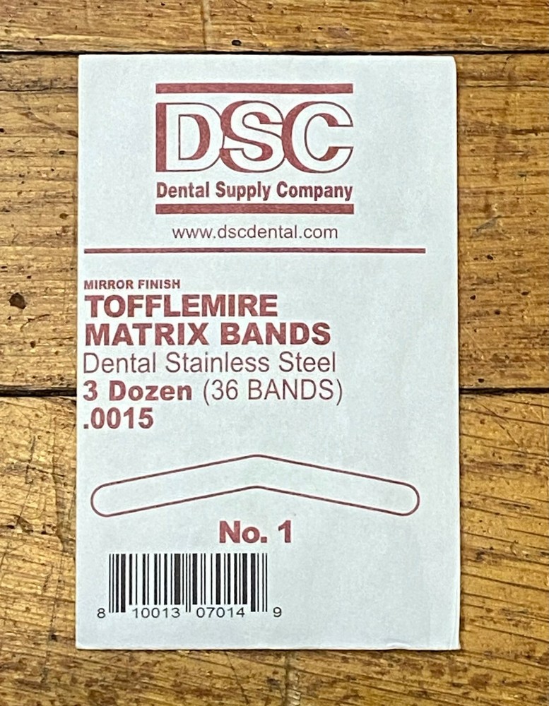 #1 Adult Matrix Bands ONLY Tofflemire size .0015″ Authentic Tofflemire 36 pieces