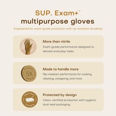 SUP Nitrile Gloves, PowderFree, Food Safe, 100 Count, Medium, Tan