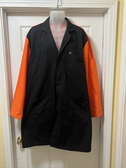 Unisex KLM/TNT Black Lab Coat Orange Sleeves Medical Mechanic Jacket XL