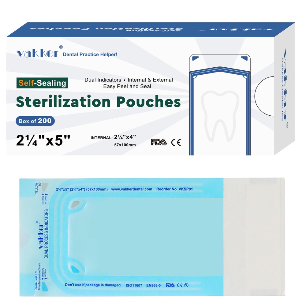 1000pcs 2.25″ x 5″ Self Sealing Dental Sterilization Pouches Sterilizer Bag