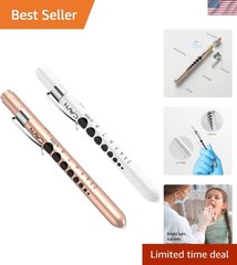 Compact and Lightweight LED Medical Penlights – 2 Pcs with Ruler and Gauge