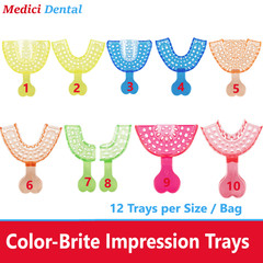 Dental VPS Impression Trays Perforated Plastic Autoclave UNiPACKC Color, 12/Bg
