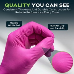 Pink Nitrile Disposable Gloves, FifthPulse 3 Mil Medical Exam Large