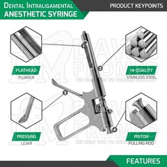 Dental Tralig Anesthetic Syringe Gun Intraligamental 1.8cc Injection German Gr