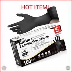 Schneider Black Nitrile Exam Gloves, Box of 100, Latex Free & Powder Free Dispos