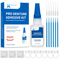 Dental Lab Denture Repair Adhesive Kit, 1oz Pro Instant Bonding Denture Glue for