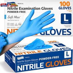 Supmedic Nitrile Exam Gloves, 100 Count, Food Safe, Powder-Free