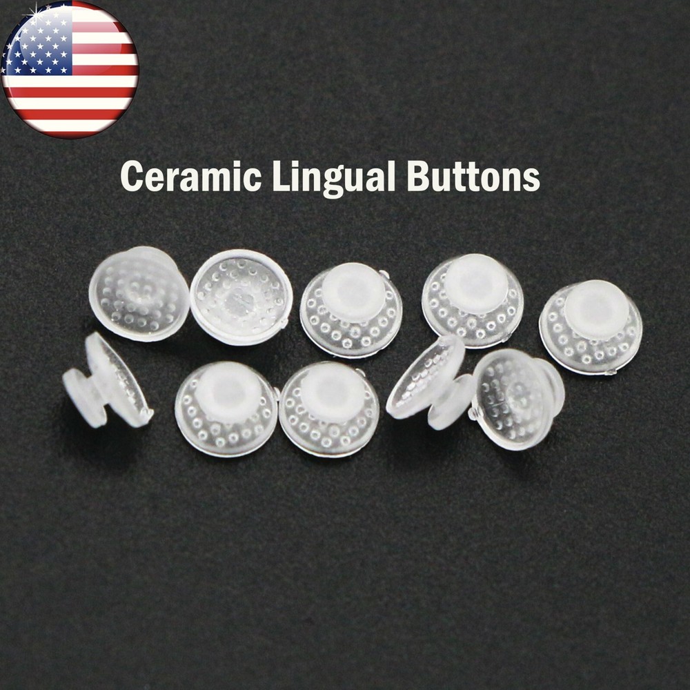 US 10 Packs Dental Orthodontic Lingual Buttons Bondable Round Base Ceramic/Metal