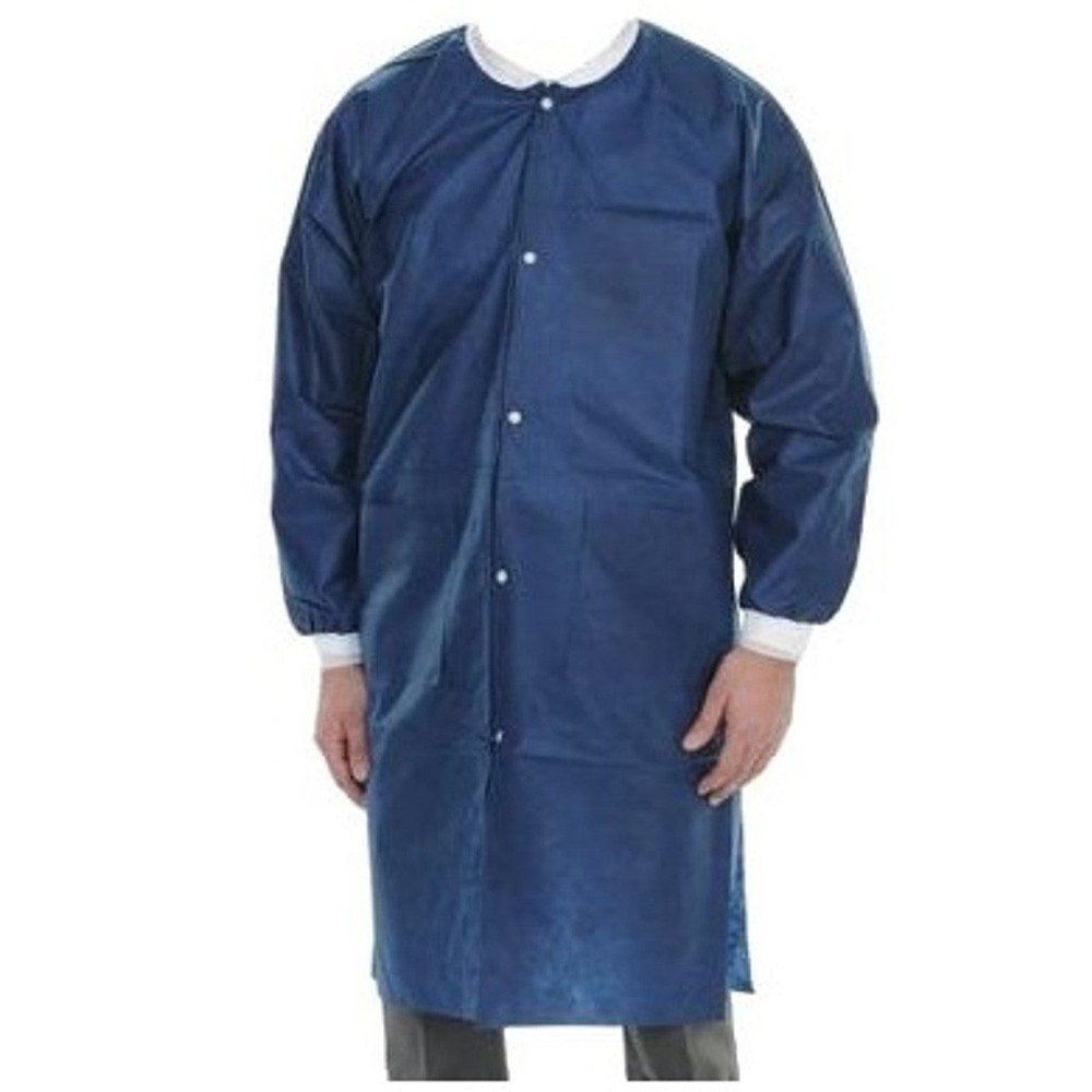 ValuMax 3660NBXL ExtraSafe Lab Coats Navy Blue Extra Large 10/Pk