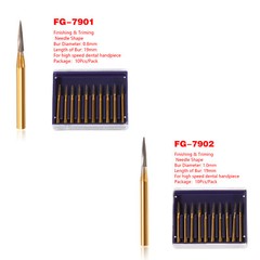 10-100PCS Dental Trimming & Finishing Gold Burs Carbide Burs FG 7901 7902 KY