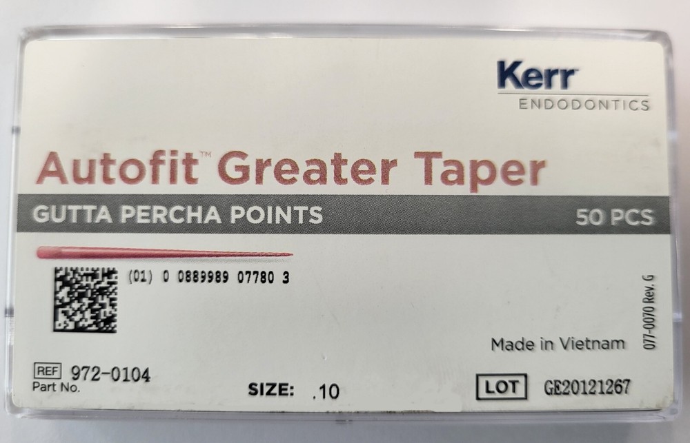 *50-Pieces* Kerr Autofit Greater Taper Size-.10 Gutta Percha Points 972-0104