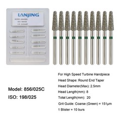 Dental Diamond Burs Round End Taper Diamond Bur Coarse Fine FG High Speed 856
