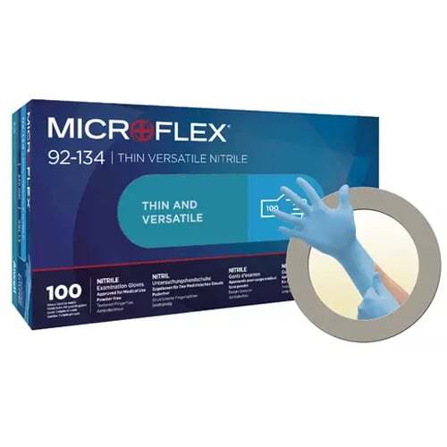Ansell Perry 92134080 Microflex Nitrile Exam Gloves Medium Blue 100/Bx