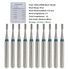 Dental Diamond Burs 330 Pear 830/010C 830/008M Medium Coarse Grit FG High Speed