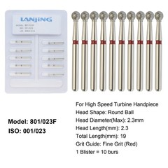 Dental Round Diamond Bur Round Ball FG Coarse Fine High Speed Friction Grip 801