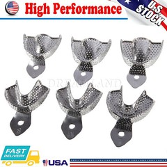 Dental Impression Trays Stainless Steel Perforated 6PC Upper+Lower S/M/L SKYSEA