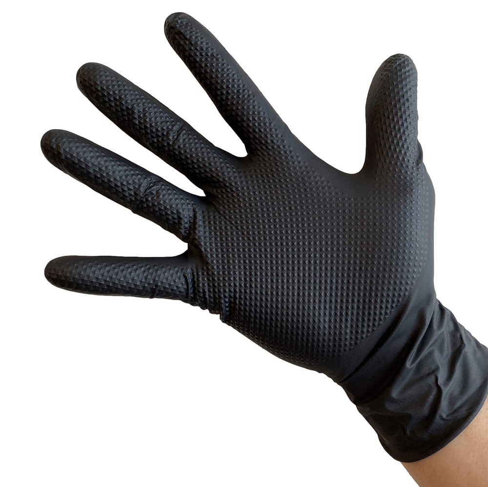 KingSeal UltraBlack PRO-3D Nitrile Exam Gloves, X-LARGE – 1 Box of 100 Gloves