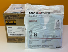 Ansell Microflex 93-360 (Box of 500) Sm (6.5-7) Teal/Blue Cleanroom Gloves. New!