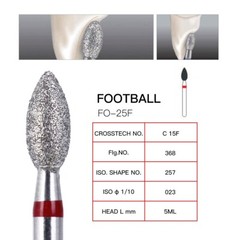 AZDENT Dental FG Diamond Bur Football Shape Egg Fine Grit Red High Speed