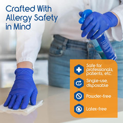 Cobalt Blue Nitrile Disposable Gloves | 4.5 Nitrile Safety Medical Exam Cooking