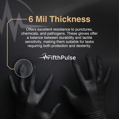 FifthPulse ChemoTested Fentanyl Resistant Nitrile Exam Gloves Black 50 Gloves XL
