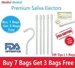 100 (1 Bag) White Dental Saliva Ejectors Ejector Suction Tips, Top Deal!