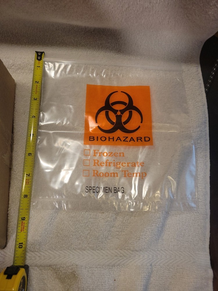 200 Bags 8X8″ Fisher Reclosable 3-Wall Specimen Transfer Bag (Biohazard) + Pouch