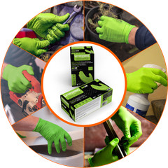 GLOVEWORKS HD Green Nitrile Disposable Industrial Gloves, 8 Mil, Case of 1000