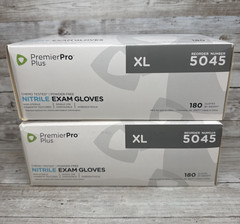 Premier Pro Plus Nitrile Exam Gloves Powder free 2 Boxes Size X-LARGE *See Date*