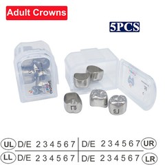 5/Pk DENTAL STAINLESS STEEL Permanent Molar Adult CROWN Kit & Refills All Sizes