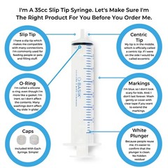 35cc Slip Tip Syringe Silicone O ring Reusable Smooth Glide Plunger