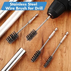 Hicarer 4 Pcs Stainless Steel Wire Brush for Drill Bore Set with silver