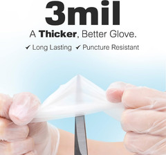 3 Mil Clear Vinyl Gloves – Food Grade Disposable Gloves – Tear Resistant Latex F