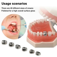 48pcs Dental Kids Adult Crown Stainless Steel Primary Molar Crowns Pediatric