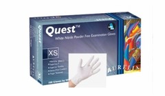 X-SMALL – Nitrite White Exam Gloves, AURELIA QUEST – 100/BX