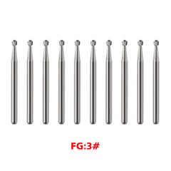 10pc/pack Dental Round Carbide Steel Tungsten Burs FG-3 for High Speed Handpiece