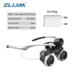 Dental 2.5/3.5X Binocular Magnifier 3W Head Spotlight lightweight 320-420mm