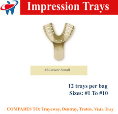 Dental Impression Trays Perforated Plastic Upper Lower, Beige, All Sizes, 12/Bg
