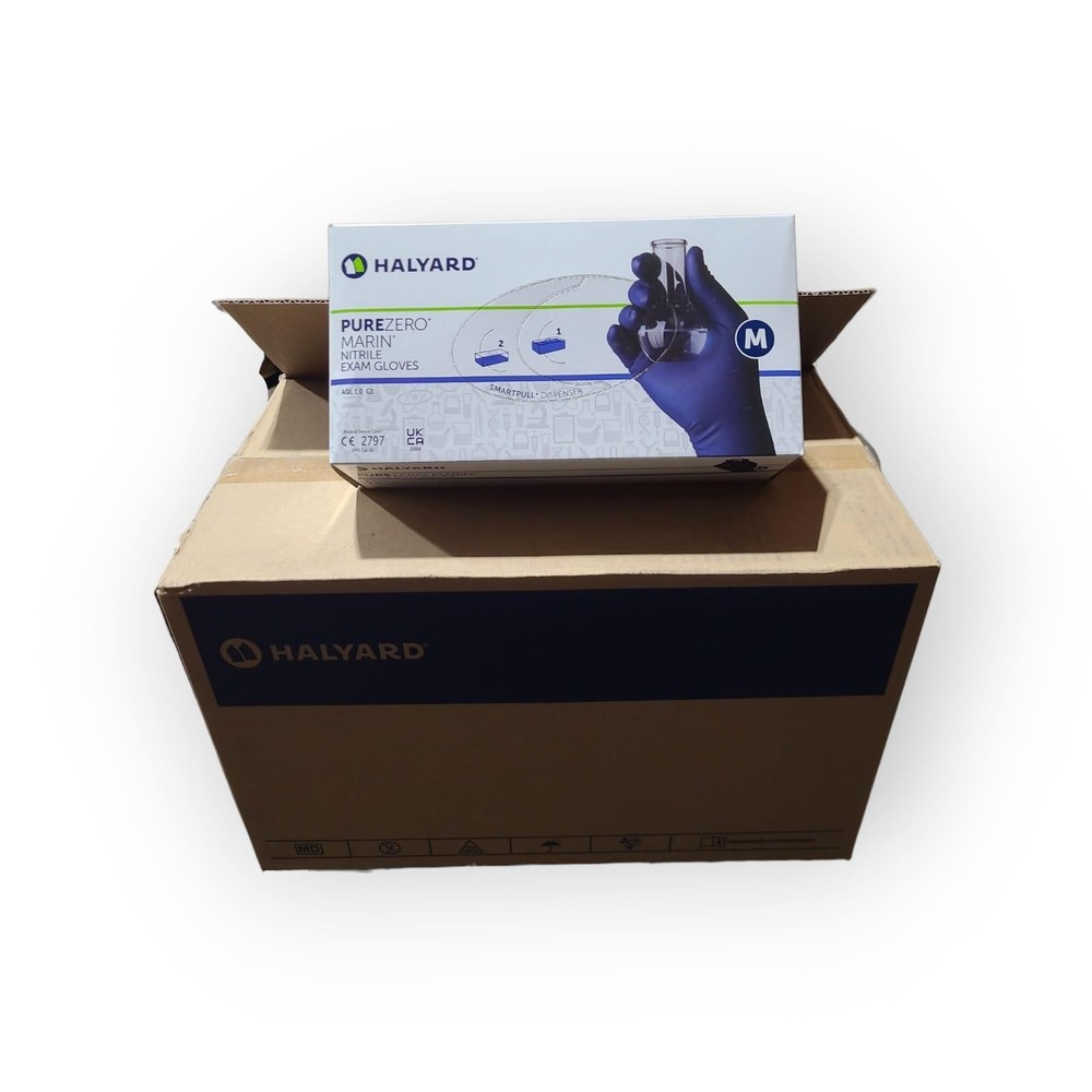 HALYARD Nitrile Exam Gloves, 9.5 Inches Length, 5 Mil, Blue Size M Case of 1000